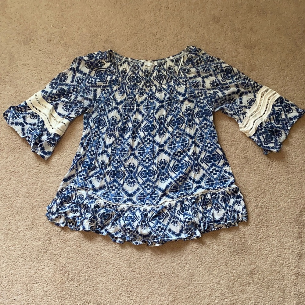 Off the shoulder, Fever, blue, half sleeve blouse